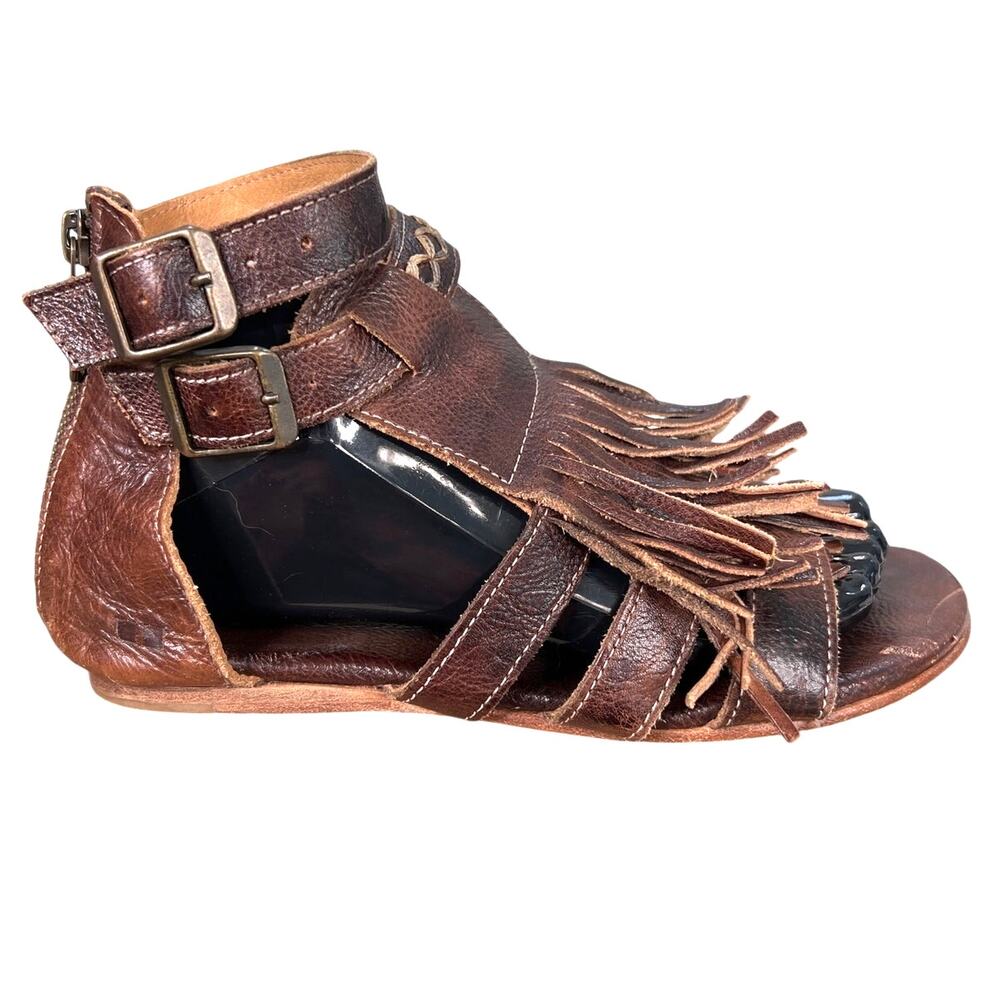 Bed Stu Women's Alena Fringe Brown Leather Strappy Sandal Size US 7.5